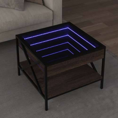 Stolić s beskonačnim LED svjetlima boja hrasta 50x50x38 cm - Smeđi hrast 50 x 50 x 38 cm 1 Cijena