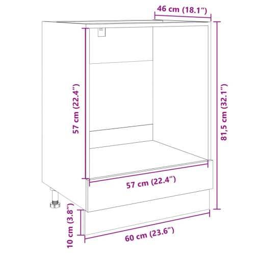 Ormarić za pećnicu boja hrasta 60x46x81,5 cm konstruirano drvo Cijena
