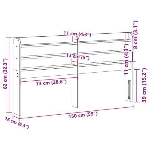 Uzglavlje s policama voštano smeđe 140 cm od masivne borovine - Voštano smeđa 150 x 16 x 82 cm 1 Cijena