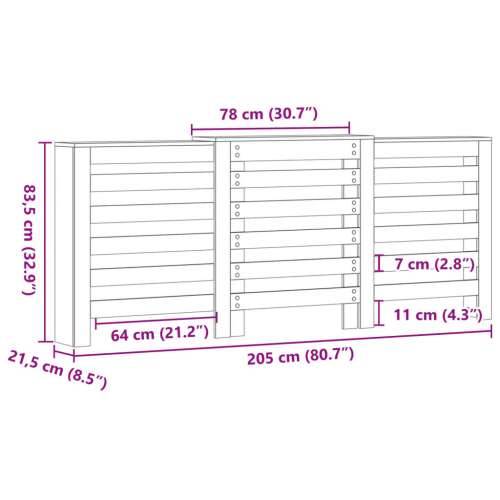 Maska za radijator - Pokrov za radijator hrasta sonome 205x21,5x83,5 cm - Dimljeni hrast 205 x 21.5 x 83.5 cm 1 vodoravne letvic Cijena