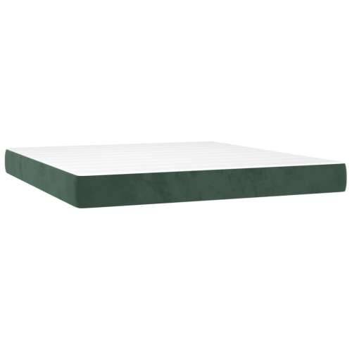 Krevet s oprugama i madracem tamnozeleni 160x200 cm baršunasti - Tamnozelena 160 x 200 cm Okomite pruge Cijena