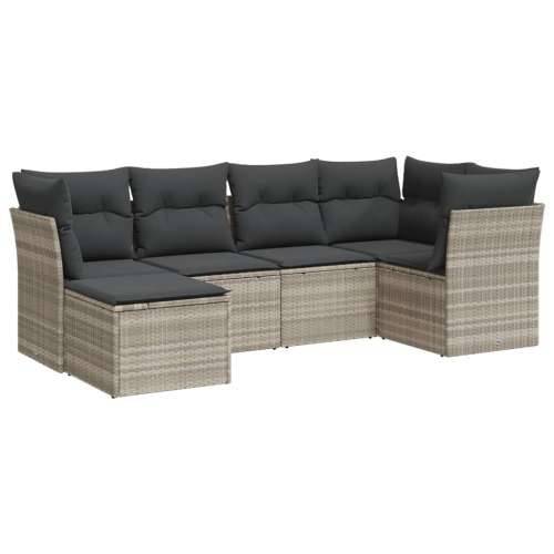 Vrtna garnitura - 6-dijelni set vrtnih sofa od poliratana s jastucima svjetlosivi - Svjetlosiva Bez stola 1 Cijena