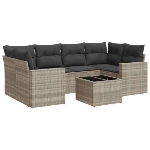 Vrtna garnitura - 7-dijelni set vrtnih sofa svjetlosivi od poliratana - Svjetlosiva 1 Cijena