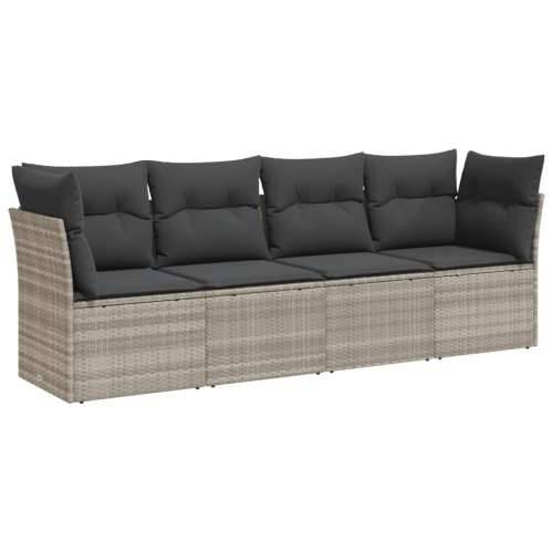 Vrtna garnitura - 4-dijelni set vrtnih sofa s jastucima svijetlosivi poliratan - Svjetlosiva Bez stola 1 Cijena