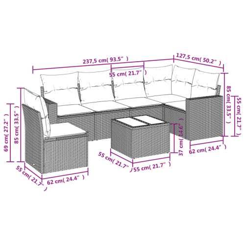 Vrtna garnitura - 7-dijelni set vrtnih sofa svjetlosivi od poliratana - Svjetlosiva 1 Sa stolom Cijena
