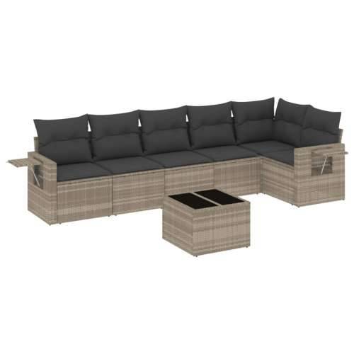 Vrtna garnitura - 7-dijelni set vrtnih sofa svjetlosivi od poliratana - Svjetlosiva i tamnosiva Sa stolom 1 Cijena