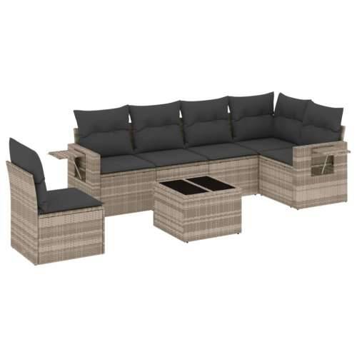 Vrtna garnitura - 7-dijelni set vrtnih sofa svjetlosivi od poliratana - Svjetlosiva Sa stolom 1 Cijena