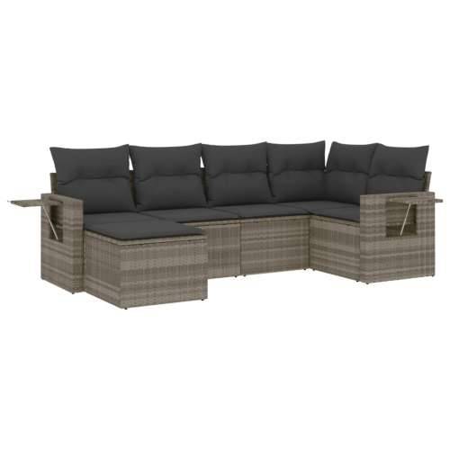 Vrtna garnitura - 6-dijelni set vrtnih sofa od poliratana s jastucima svjetlosivi - Svjetlosiva Bez stola 1 Cijena