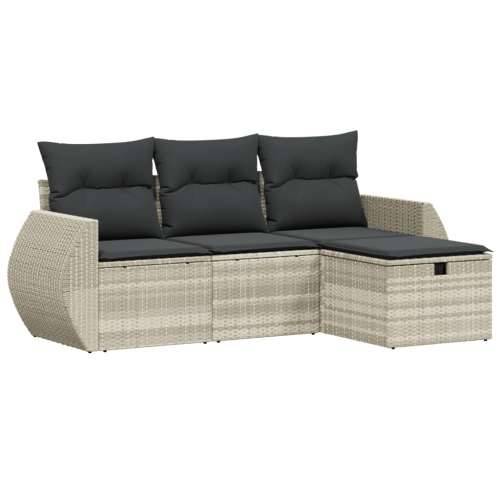 Vrtna garnitura - 4-dijelni set vrtnih sofa s jastucima svijetlosivi poliratan - Svjetlosiva bez spremišta 1 Cijena