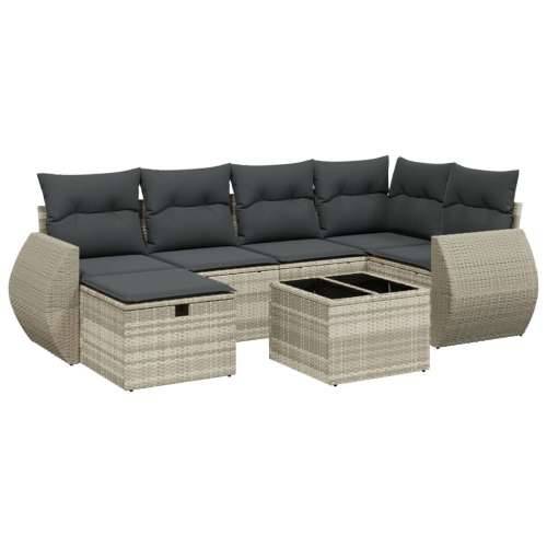 Vrtna garnitura - 7-dijelni set vrtnih sofa svjetlosivi od poliratana - Svjetlosiva bez spremišta 6 Cijena