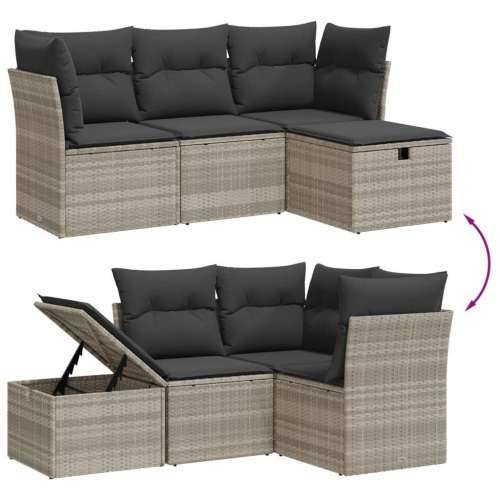 Vrtna garnitura - 4-dijelni set vrtnih sofa s jastucima svijetlosivi poliratan - Svjetlosiva bez spremišta 1 Cijena