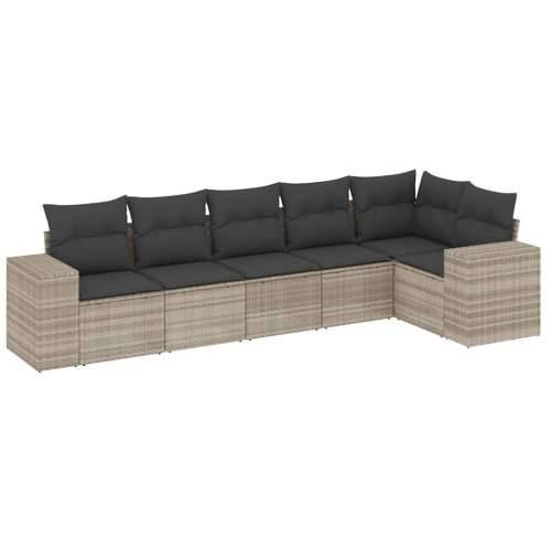 Vrtna garnitura - 6-dijelni set vrtnih sofa od poliratana s jastucima svjetlosivi - Svjetlosiva Bez stola 1 Cijena