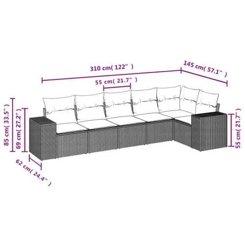Vrtna garnitura - 6-dijelni set vrtnih sofa od poliratana s jastucima svjetlosivi - Svjetlosiva Bez stola 1 Cijena