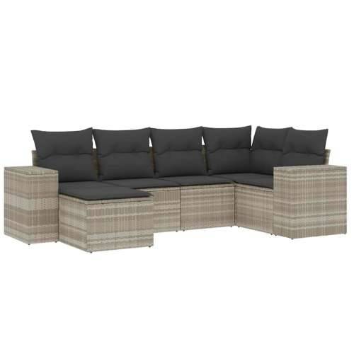 Vrtna garnitura - 6-dijelni set vrtnih sofa od poliratana s jastucima svjetlosivi - Svjetlosiva Bez stola 1 Cijena