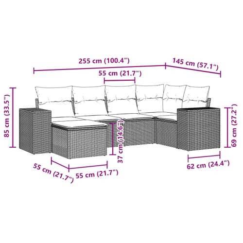 Vrtna garnitura - 6-dijelni set vrtnih sofa od poliratana s jastucima svjetlosivi - Svjetlosiva Bez stola 1 Cijena