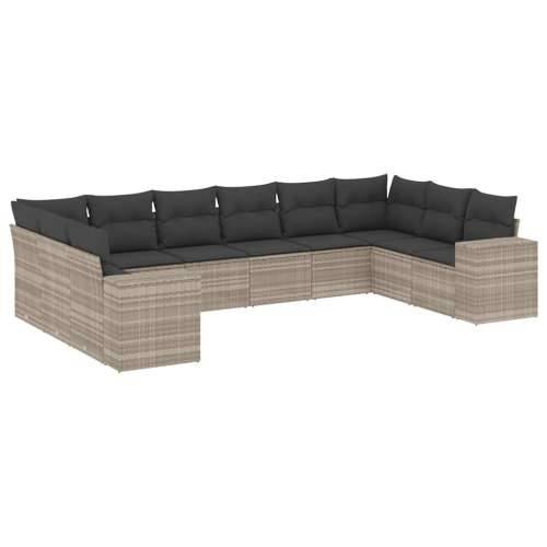 Vrtna garnitura - 10-dijelni set vrtnih sofa poliratan s jastucima svijetlosivi - Svjetlosiva Sa stolom 1 Cijena