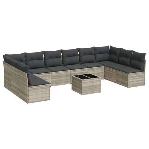 Vrtna garnitura - 11-dijelni set vrtnih sofa poliratan s jastucima svijetlosivi - Svjetlosiva Sa stolom 1 Cijena