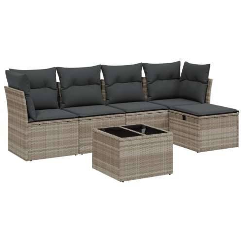 Vrtna garnitura - 6-dijelni set vrtnih sofa od poliratana s jastucima svjetlosivi - Svjetlosiva bez spremišta 5 Cijena