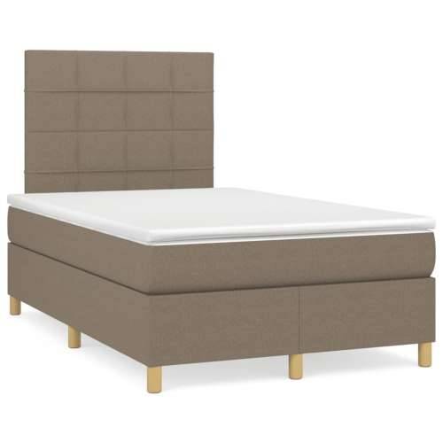 Krevet s oprugama i madracem smeđesivi 120 x 190 cm od tkanine - Sivo-smeđa 120 x 190 cm Blok s kvadratima Cijena