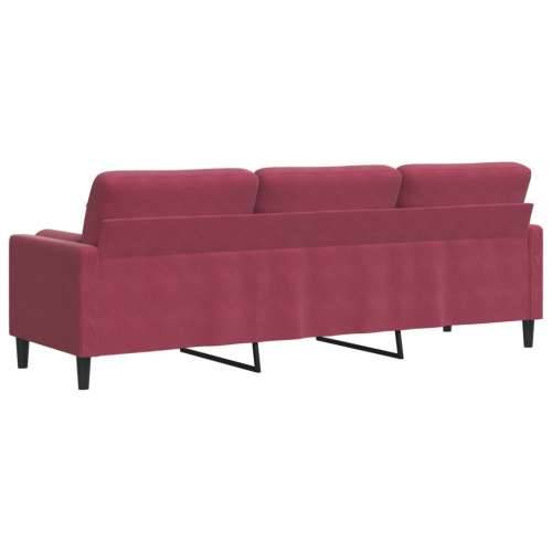 Trosjed s ukrasnim jastucima boja vina 210 cm baršunaste - boja crnog vina 210 cm Cijena