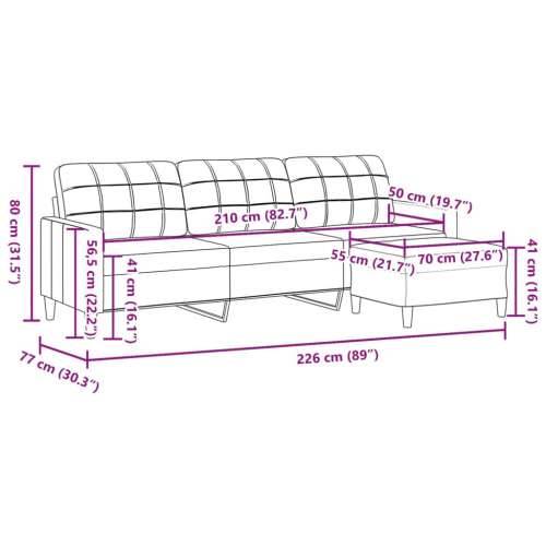 Trosjed s tabureom crvena boja vina 210 cm od tkanine - boja crnog vina 210 cm Cijena