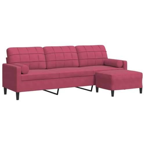 Trosjed s tabureom crvena boja vina 210 cm baršunasti - boja crnog vina 210 cm Cijena