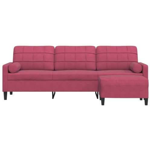Trosjed s tabureom crvena boja vina 210 cm baršunasti - boja crnog vina 210 cm Cijena
