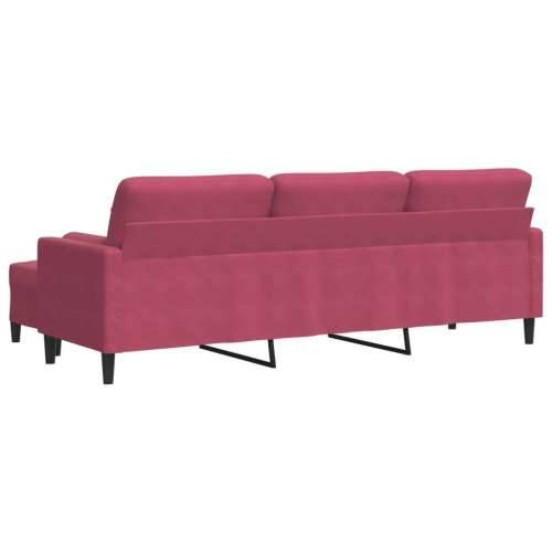 Trosjed s tabureom crvena boja vina 210 cm baršunasti - boja crnog vina 210 cm Cijena