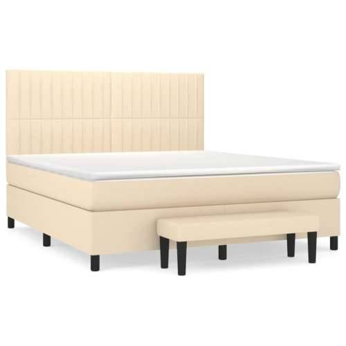 Krevet s oprugama i madracem krem 180x200 cm od tkanine - Krema 180 x 200 cm Okomite pruge Cijena