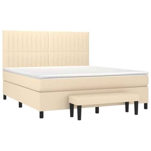Krevet s oprugama i madracem krem 180x200 cm od tkanine - Krema 180 x 200 cm Okomite pruge Cijena
