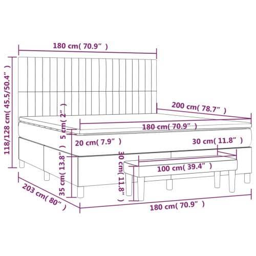 Krevet s oprugama i madracem krem 180x200 cm od tkanine - Krema 180 x 200 cm Okomite pruge Cijena
