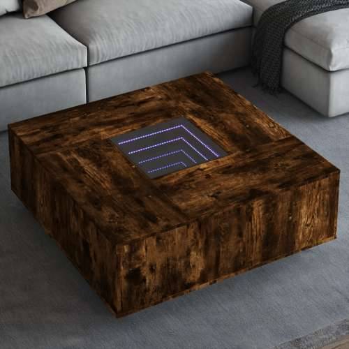 Stolić s beskonačnim LED svjetlima boja hrasta 100x100x40 cm - Dimljeni hrast 100 x 100 x 40 cm 1 Cijena