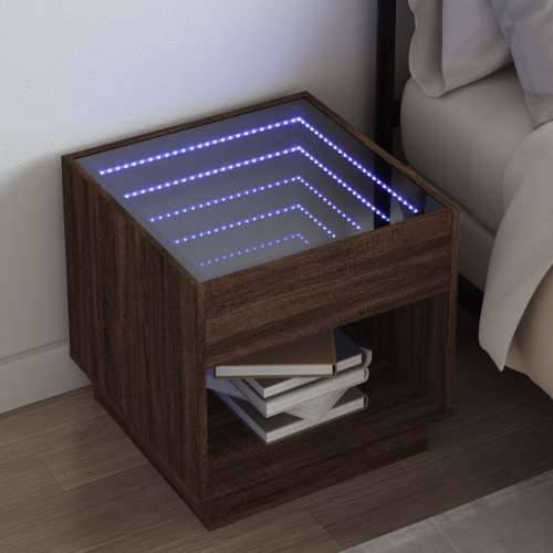 Noćni ormarić s beskonačnim LED boja smeđeg hrasta 50x50x50 cm - Smeđi hrast 50 x 50 x 50 cm 1 Cijena