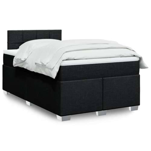 Krevet box spring s madracem crni 120 x 190 cm od tkanine - Crna 120 x 190 cm Blok s kvadratima Cijena