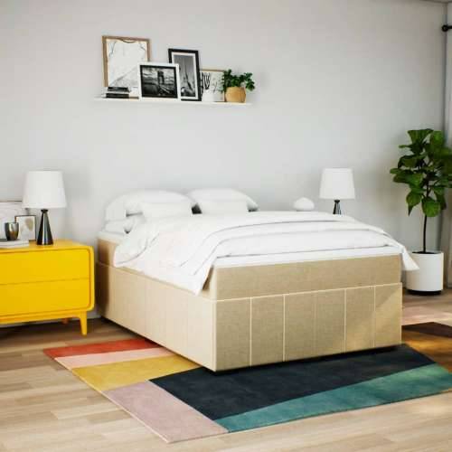 Krevet s oprugama i madracem krem 140 x 190 cm od tkanine - Krema 140 x 190 cm Cijena