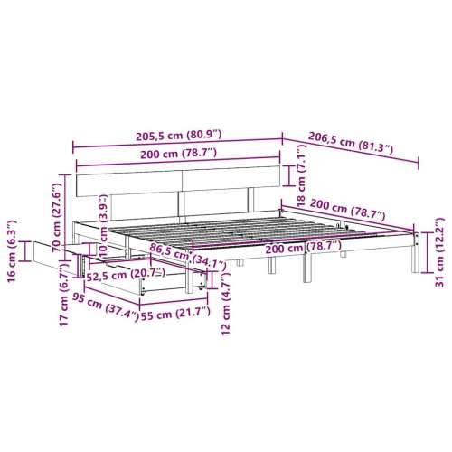 Okvir kreveta bez madraca bijeli 200x200 cm od masivne borovine - Bijela 200 x 200 cm Cijena