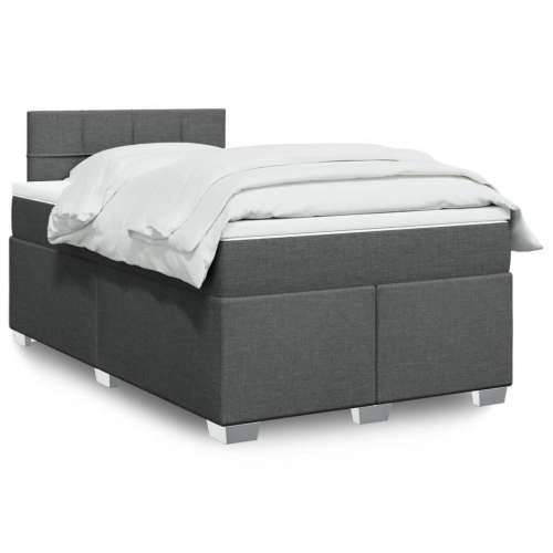 Krevet box spring s madracem tamnosivi 120 x 190 cm tkanina - Tamno siva 120 x 190 cm Blok s kvadratima Cijena