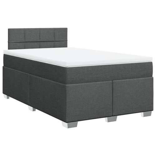 Krevet box spring s madracem tamnosivi 120 x 190 cm tkanina - Tamno siva 120 x 190 cm Blok s kvadratima Cijena