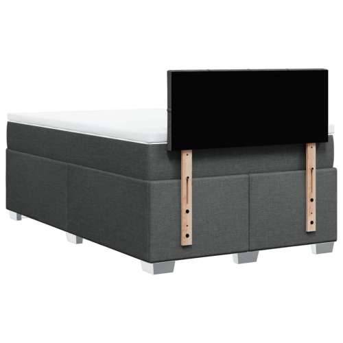 Krevet box spring s madracem tamnosivi 120 x 190 cm tkanina - Tamno siva 120 x 190 cm Blok s kvadratima Cijena