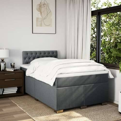 Krevet box spring s madracem tamnosivi 120 x 190 cm tkanina - Tamno siva 120 x 190 cm Dizajn s gumbima Cijena