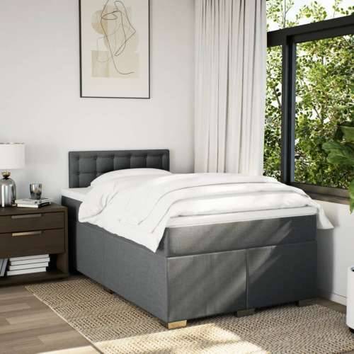 Krevet box spring s madracem tamnosivi 120 x 190 cm tkanina - Tamno siva 120 x 190 cm gumbi Cijena