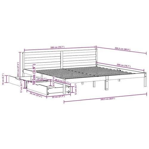 Okvir kreveta bez madraca bijeli 200x200 cm od masivne borovine - Bijela 200 x 200 cm Cijena