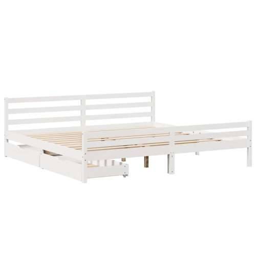 Okvir kreveta bez madraca bijeli 200x200 cm od masivne borovine - Bijela 200 x 200 cm Cijena