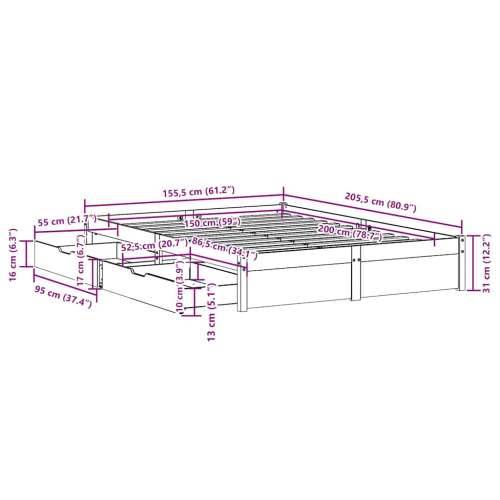 Okvir kreveta bez madraca bijeli 150x200 cm od masivne borovine - Bijela 150 x 200 cm Cijena