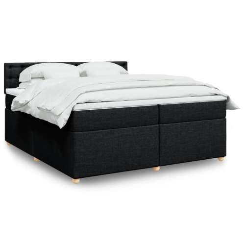 Krevet s oprugama i madracem crni 200x200 cm od tkanine - Crna 200 x 200 cm gumbi Cijena