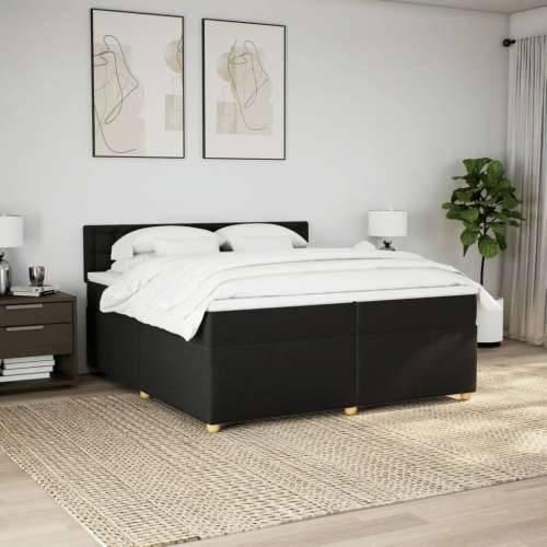 Krevet s oprugama i madracem crni 200x200 cm od tkanine - Crna 200 x 200 cm gumbi Cijena