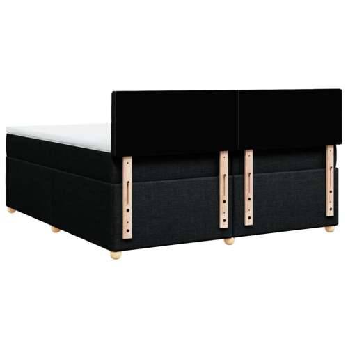 Krevet s oprugama i madracem crni 200x200 cm od tkanine - Crna 200 x 200 cm gumbi Cijena