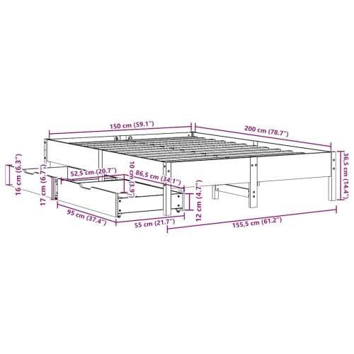 Okvir kreveta bez madraca bijeli 150x200 cm od masivne borovine - Bijela 150 x 200 cm Cijena