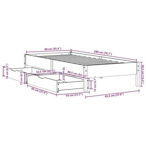 Okvir kreveta bez madraca bijeli 90 x 200 cm masivna borovina - Bijela 90 x 200 cm Cijena