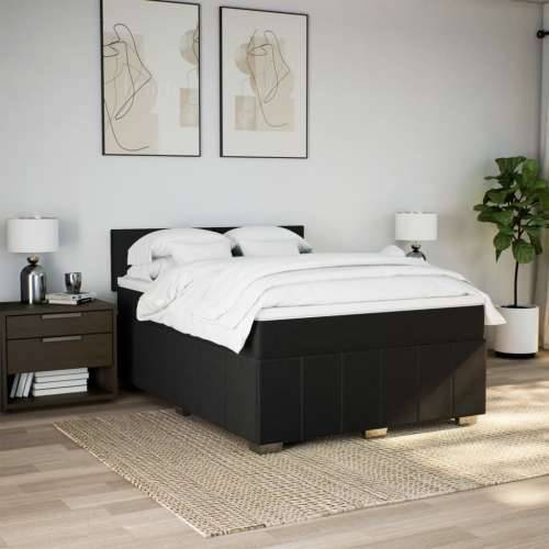 Krevet s oprugama i madracem crni 140 x 190 cm od tkanine - Crna 140 x 190 cm Gladak dizajn Cijena